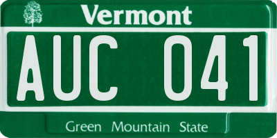 VT license plate AUC041