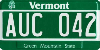 VT license plate AUC042