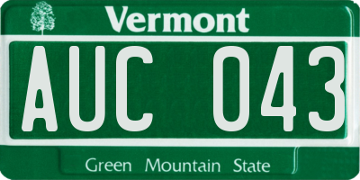 VT license plate AUC043