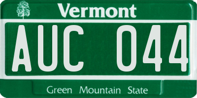 VT license plate AUC044