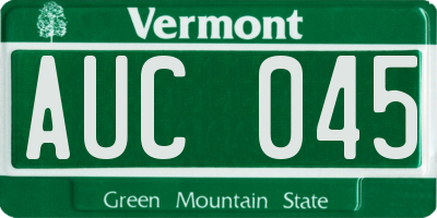 VT license plate AUC045
