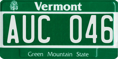 VT license plate AUC046