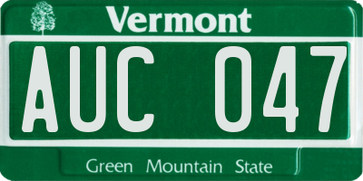 VT license plate AUC047