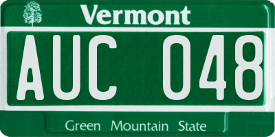 VT license plate AUC048