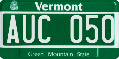 VT license plate AUC050