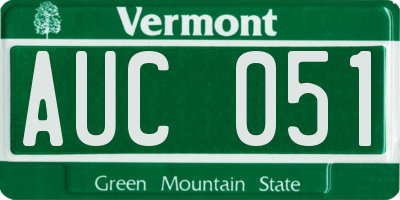VT license plate AUC051