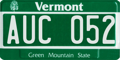 VT license plate AUC052
