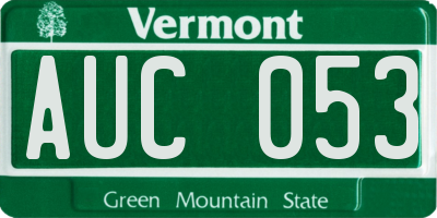 VT license plate AUC053