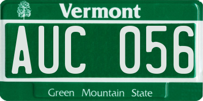 VT license plate AUC056