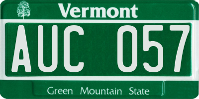 VT license plate AUC057