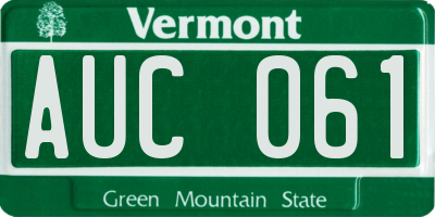 VT license plate AUC061