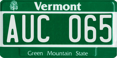 VT license plate AUC065