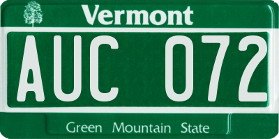 VT license plate AUC072