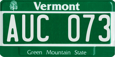 VT license plate AUC073