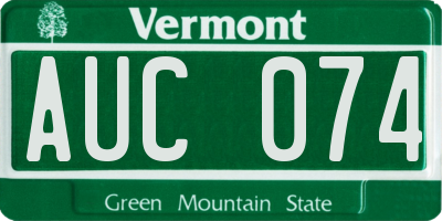 VT license plate AUC074