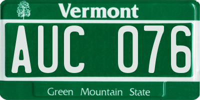 VT license plate AUC076