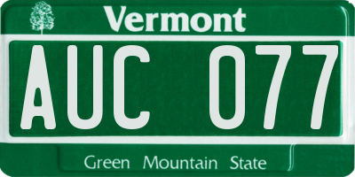 VT license plate AUC077