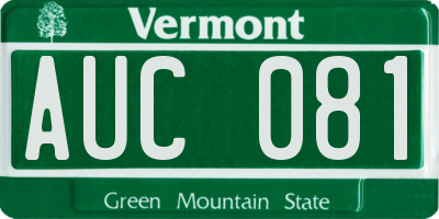 VT license plate AUC081