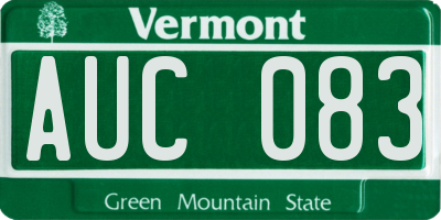 VT license plate AUC083