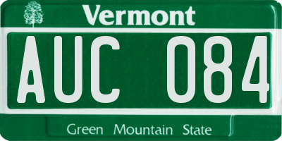 VT license plate AUC084