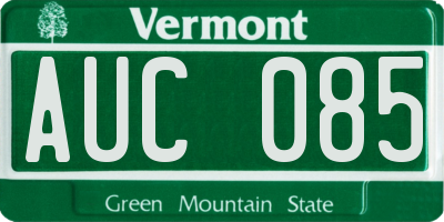 VT license plate AUC085