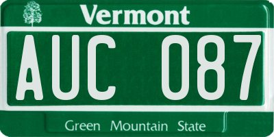 VT license plate AUC087