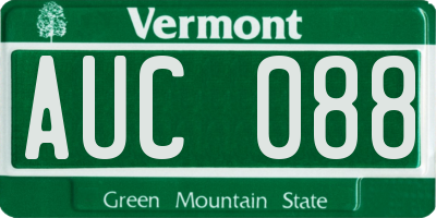 VT license plate AUC088