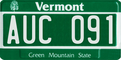 VT license plate AUC091