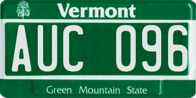 VT license plate AUC096