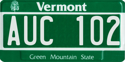 VT license plate AUC102