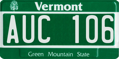 VT license plate AUC106