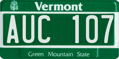 VT license plate AUC107