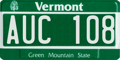 VT license plate AUC108