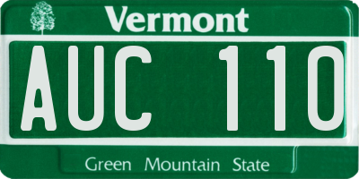 VT license plate AUC110