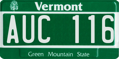 VT license plate AUC116
