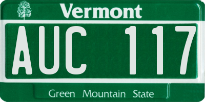 VT license plate AUC117