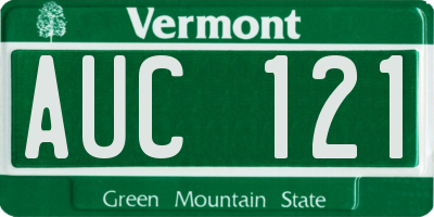 VT license plate AUC121