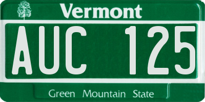 VT license plate AUC125