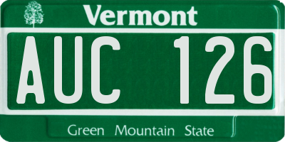 VT license plate AUC126
