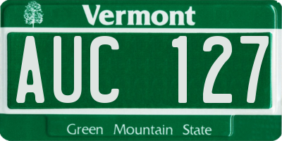 VT license plate AUC127