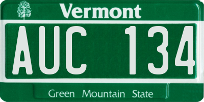 VT license plate AUC134