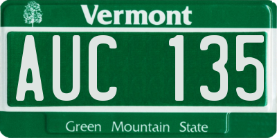 VT license plate AUC135