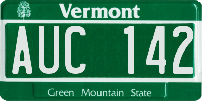 VT license plate AUC142