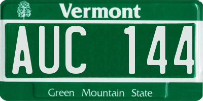 VT license plate AUC144