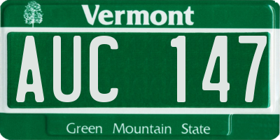 VT license plate AUC147