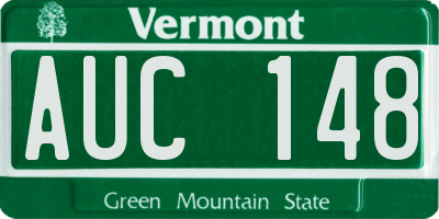 VT license plate AUC148