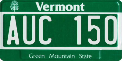 VT license plate AUC150