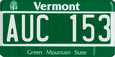 VT license plate AUC153