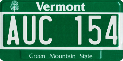 VT license plate AUC154