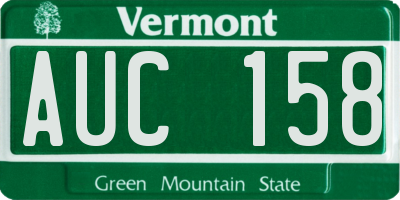 VT license plate AUC158